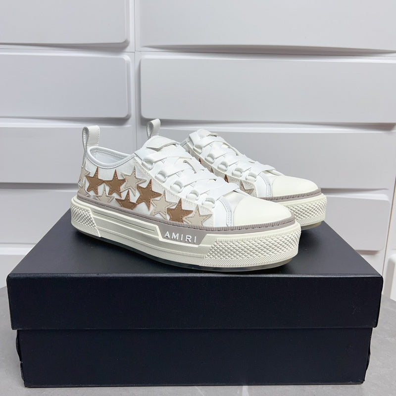 Amiri Stars Court Low-Top Sneakers PKM0101 White/Brown