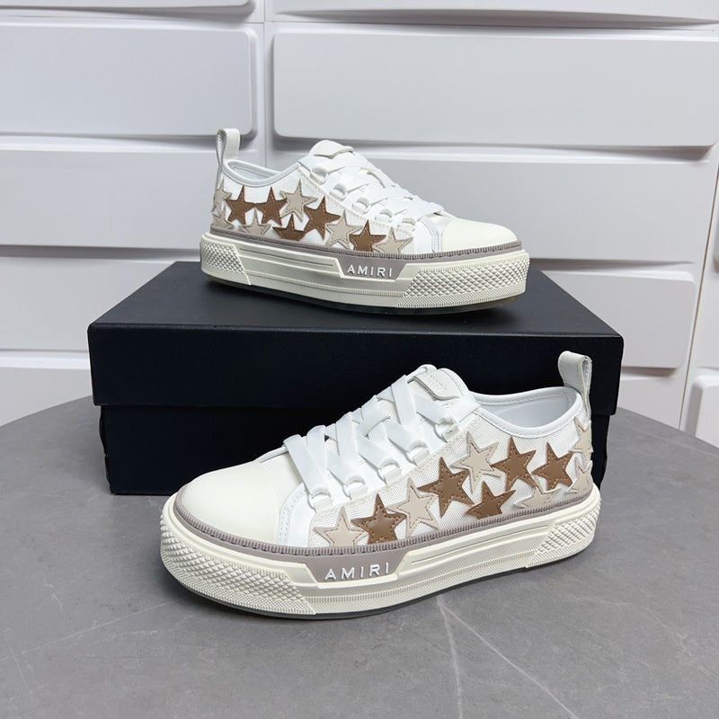 Amiri Stars Court Low-Top Sneakers PKM0101 White/Brown