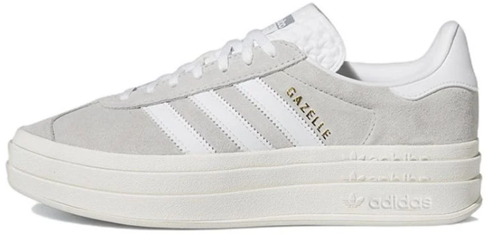 adidas Gazelle Bold 'Grey White' – Women's Stacked Suede Sneaker (HQ6893)
